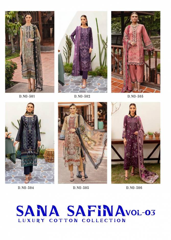 Sana Safina Vol 3 Luxury Cotton Pakistani Dress Material Wholesale Price In Surat
